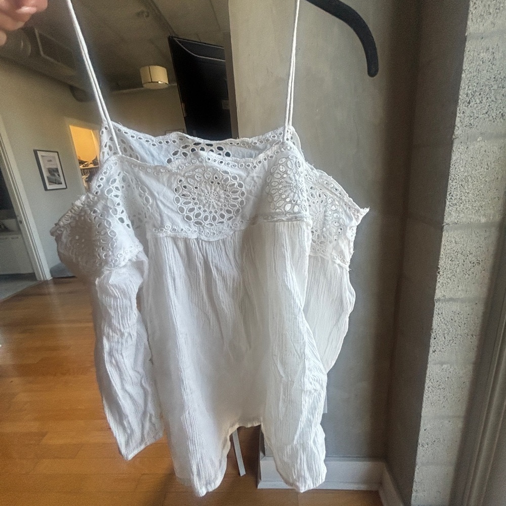 OYSHO Off the Shoulder White Lace Women's Top
